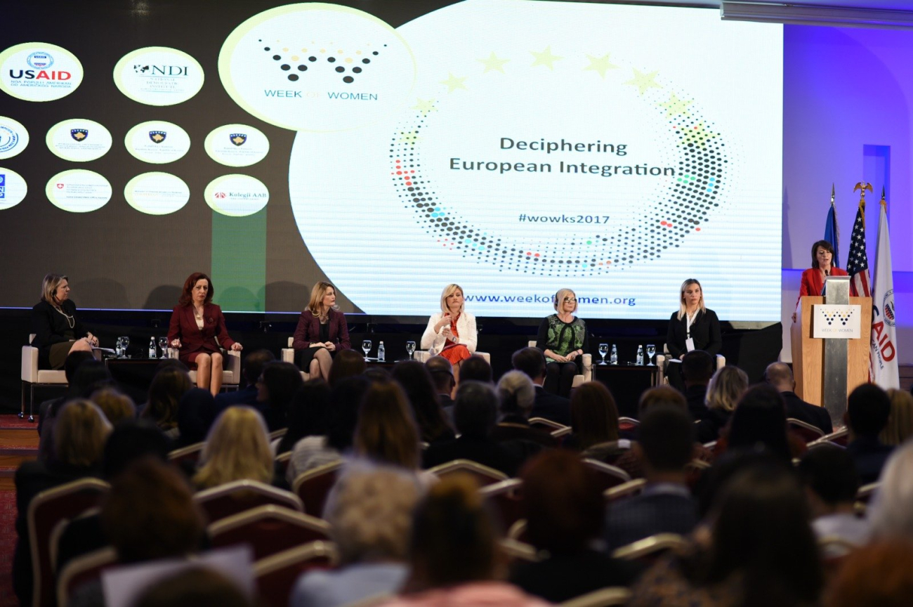 WoW panelists and participants listen to Atifete Jahjaga