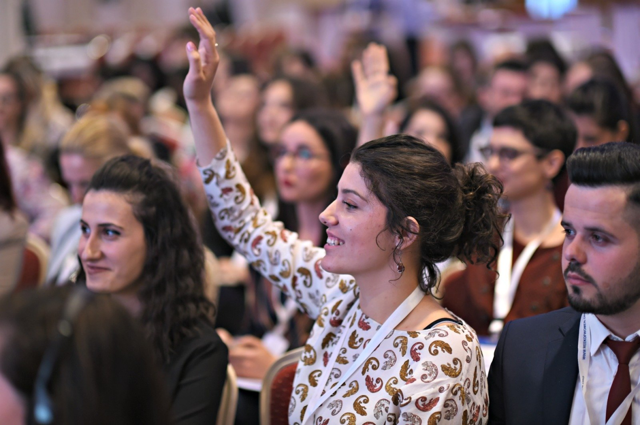 Female and male Week of Women participants engage during the second day