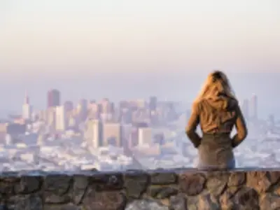 Woman looking at skyline 