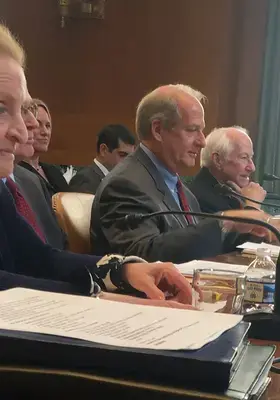 Madeleine K. Albright testifies before Senate hearing on democracy assistance