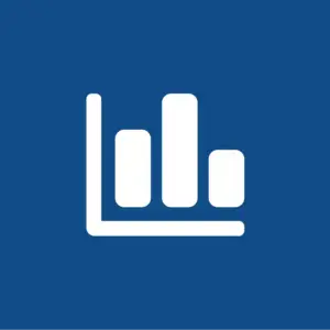 A bar chart with two axes. There are three vertical bars. The middle bar is tallest.