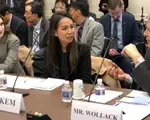 NDI President Ken Wollack testifies on policies to support the renewal of democracy in Cambodia, along with Mona Kem, Deputy Director-General of Public Affairs for the Cambodia National Rescue Party and Olivia Enos of the Heritage Foundation.