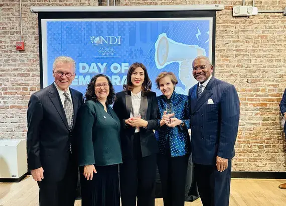 Tom Dasche, Tamara Cofman Wittes, Nino Dolidze, Alice Albright and Rep. Gregory Meeks