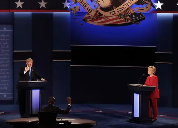Trump and Clinton at First Presidential Debate of 2016