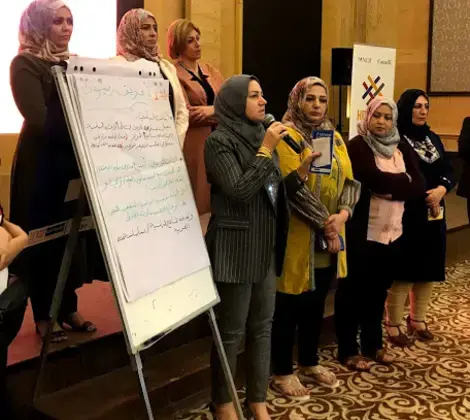 WAB members from Ninewa illustrating what inclusive governance could look like in their province. Photo credit: NDI-Iraq